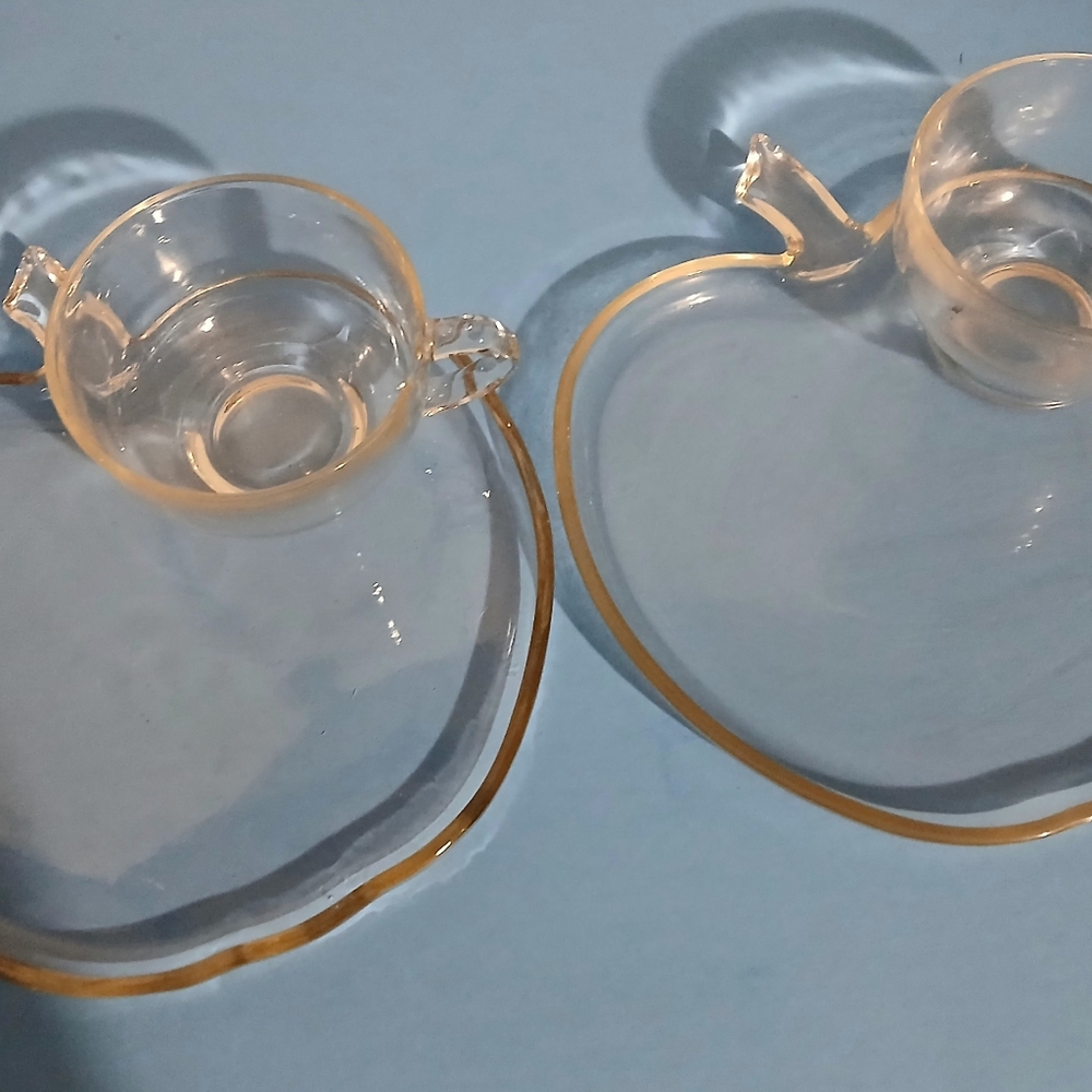 Vtg Hazel Atlas Snack Set. Orchard Collection. 2 8" Apple Plates And Cups